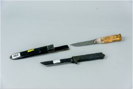 A David Andersen, Norway hunting knife in a sheath with Norwegian sterling silver collars and a