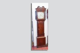A Watkin Owen, Llanrwst oak longcase clock having a painted Roman dial with subsidiary seconds, date