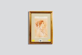 19th Century School mixed media - portrait of the young St Cecelia, bearing initials 'J B C' and