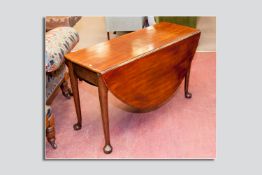 A Victorian mahogany pad foot gate leg table, 48 x 18 ins (122 x 46 cms) opened