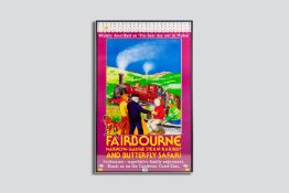 A large coloured railway poster - 'For the Fairbourne Narrow Gauge Steam Railway', 24 x 40 ins (61 x