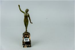 A French bronze standing nude female figurine by Goussot, marked 'Goussot, Etling' Paris', 7 ins (18