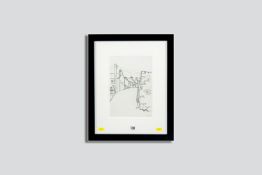 SIR KYFFIN WILLIAMS RA open edition print - street scene with cottages, Llanbedrgoch, Anglesey,