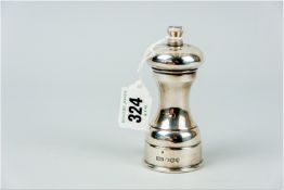 A silver table pepper grinder, 4.9 ozs gross, Sheffield 1973