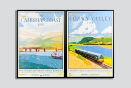 A pair of coloured framed railway posters for regional railways - 1. The Cambrian Coastline and 2.