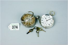 Two gent's silver encased keywind pocket watches (both for attention)