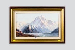 MARK THOMAS (of New Zealand) oil on canvas - Mount Cook, signed, 11.25 x 21.25 ins (28.5 x 54 cms)