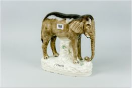 A rare Victorian Staffordshire figure of 'Jumbo the Elephant', a world famous elephant of its