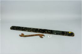 A cast iron railway sign with the words 'Shut and Fasten Gate', 33.5 ins (85 cms) long