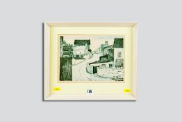 OGWYN DAVIES lithograph - village street scene with cottages, signed and entitled 'Cardiganshire
