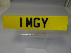 Car registration number '1 MGY' with retention certificate