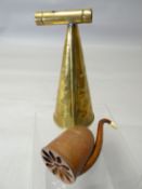 Brass ear-trumpet and copper-tin ear trumpet
