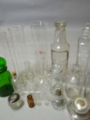 A parcel of medical / pharmaceutical glassware incl. spirit burner, bottles etc