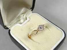 Believed gold single stone diamond ring