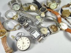 A silver pocket watch and a collection of mixed wristwatches, (list available as the watches have