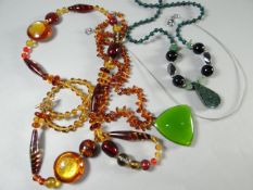 A parcel of beads including Murano glass, amber and Indian mineral