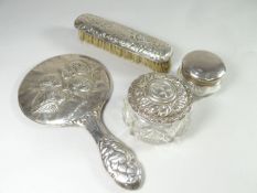 A parcel of part-silver dressing-table items