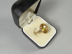 A 9ct yellow old citrine ring, 4.6 gms