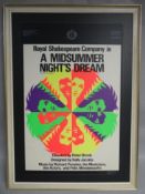 A circa 1970s mounted and framed RSC Theatre poster for 'A Midsummer Night's Dream', 30 x 20 ins (76