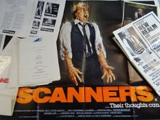 David Cronenberg's 'Scanners' collection including the full colour British Quad film poster with art