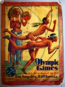 Olympic Games poster from the year 1932 with artwork by Hernando G. Villa and printing by Rand