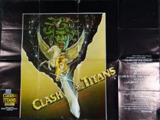 'Clash of the Titans' 1981 British Quad film poster with special effects by Ray Harryhausen Medusa