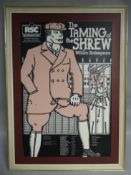 A circa 1970s mounted and framed RSC Theatre poster for 'The Taming of the Shrew', 30 x 20 ins (76 x