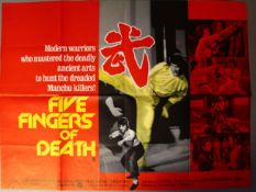 'Five Fingers of Death' 'X' Certificate Shaw Bros. British Quad printed by W. E. Berry Ltd. A