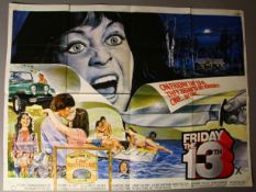 'Friday th 13th 'X' Certificate British Quad with art by Tom Chantrell. A condition