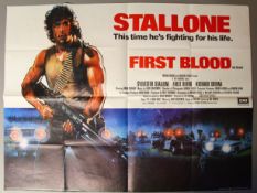 'First Blood' Printed by Lonsdale & Bartholomew. British Quad. Drew Struzan artwork starring