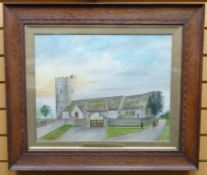 WATERCOLOUR: Obediah Hodges, entitled 'The Parish Church, Bedwelly, 1916' signed, 15.75 x 19.75