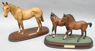 A Royal Doulton horse standing sculpture 'Mr Frisk' in matt finish and on an oval wooden plinth;