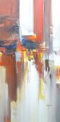 OIL ON CANVAS: Wilfred (Lang) - abstract, signed, 48 x 23.5 ins (121 x 60 cms) FRAMED