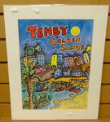 WATERCOLOUR: Dorian Spencer Davies - entitled 'Golden Sands - Tenby', signed and dated 2012, 15.75 x
