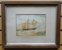 WATERCOLOUR: Nineteenth Century Maritime School - portrait of a Clipper ship signed with initials,