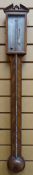 An early nineteenth century stick-barometer of mixed timber construction with inlaid chequered