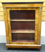 A mid-Victorian, ormolu-mounted and ebonised, marquetry walnut pier-cabinet having a single glazed
