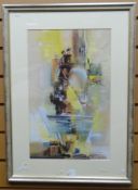 MIXED MEDIA: Frank Wootton - a British urban pastiche, signed, 17.5 x 11 ins (45 x 28 cms) MOUNTED