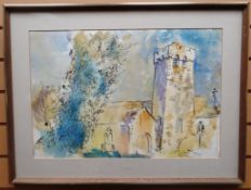 WATERCOLOUR: Arthur Giardelli - entitled verso 'The Golden Clover, monogrammed, 15 x 22 ins (38 x 56