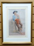 WATERCOLOUR: East Anglia-School - full portrait of a standing sailor-boy, inscribed 'Langham July 12