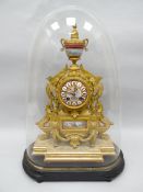 A French porcelain set ormolu mantel clock of elaborate rococo form featuring an urn landscape