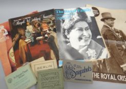 A parcel of vintage tourist 'snapshot' booklets, a felt covered fan-shaped 'friendship' autograph-