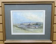 WATERCOLOUR: John Neale - landscape entitled verso 'Distant View of Chepstow Castle' signed, 9.5 x