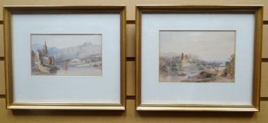 WATERCOLOURS - A PAIR: 19th Century Continental 'Grand Tour' scenes, unsigned, 5 x 7.5 ins (13 x