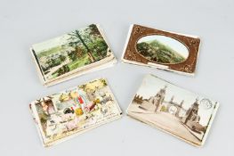 A quantity of seventy plus old postcards, mainly British, some local and a watercolour miniature