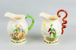 A Crown Devon musical jug titled 'I Love a Lassie' with musical box and another titled  'Roamin in