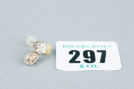 A pair of diamond earrings, visual estimate one carat total, 1.5 grms