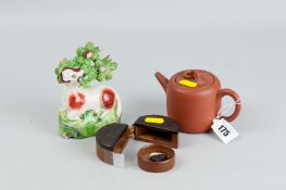 A Yi Hsing Chinese terracotta teapot with ringed lid (seen by Henry Sandon on the Antiques