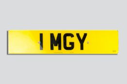 Car registration number plate '1 MGY' with retention certificate