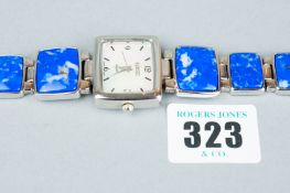 A lady's oblong stainless steel encased Quartz wristwatch by Badavici and having a mother of pearl
